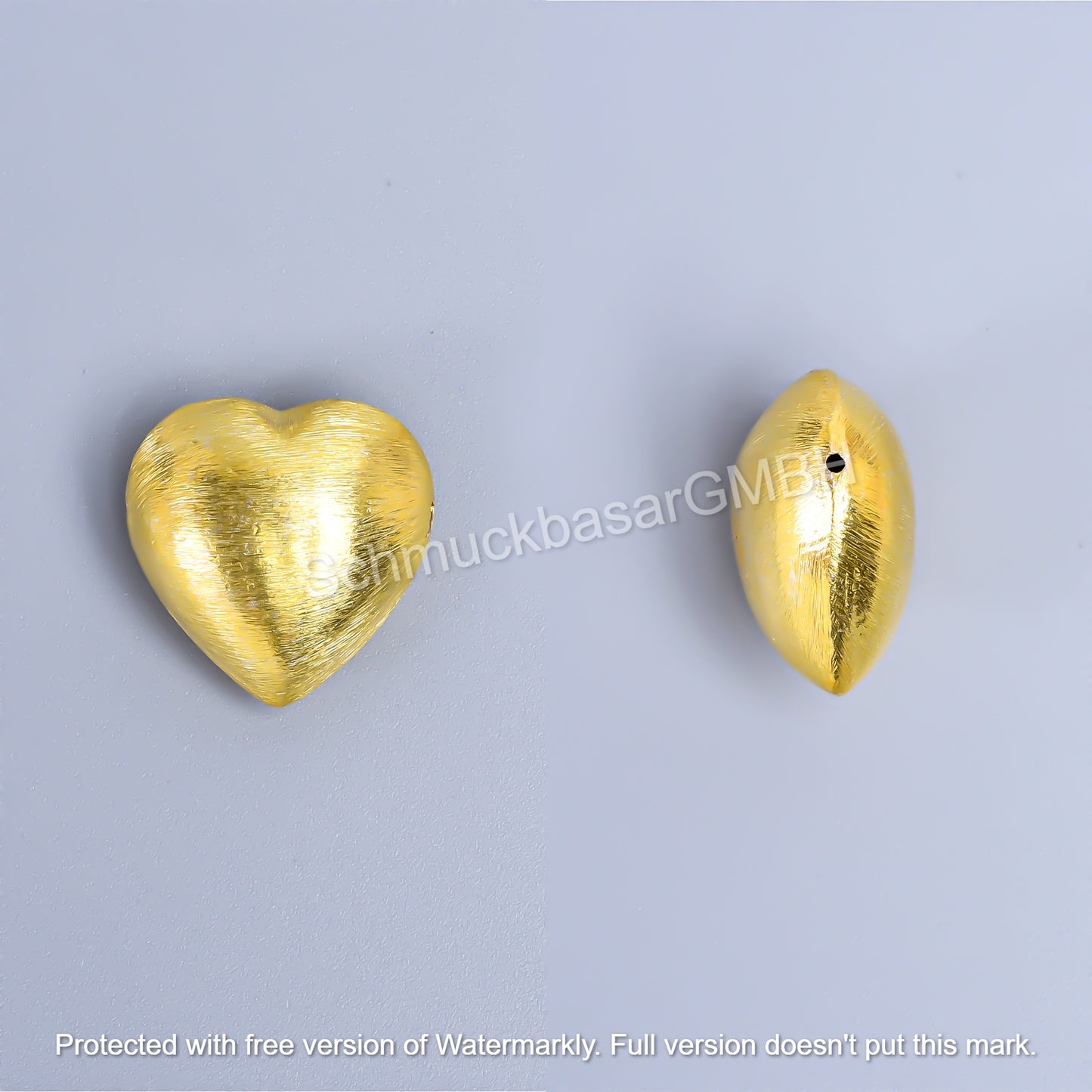 Matte Heart Beads Side Hole - Gold Plated