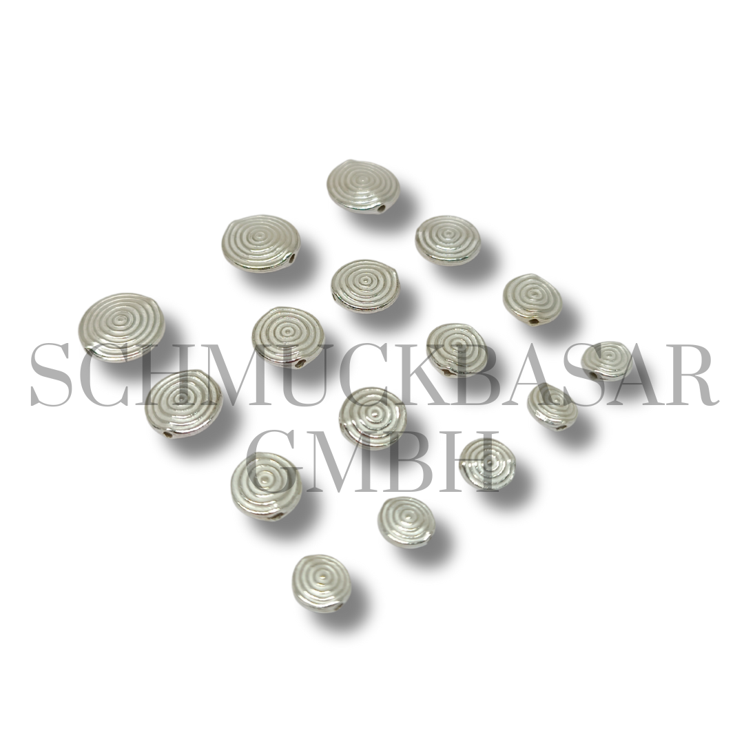 Flat Shell Beads - Silver
