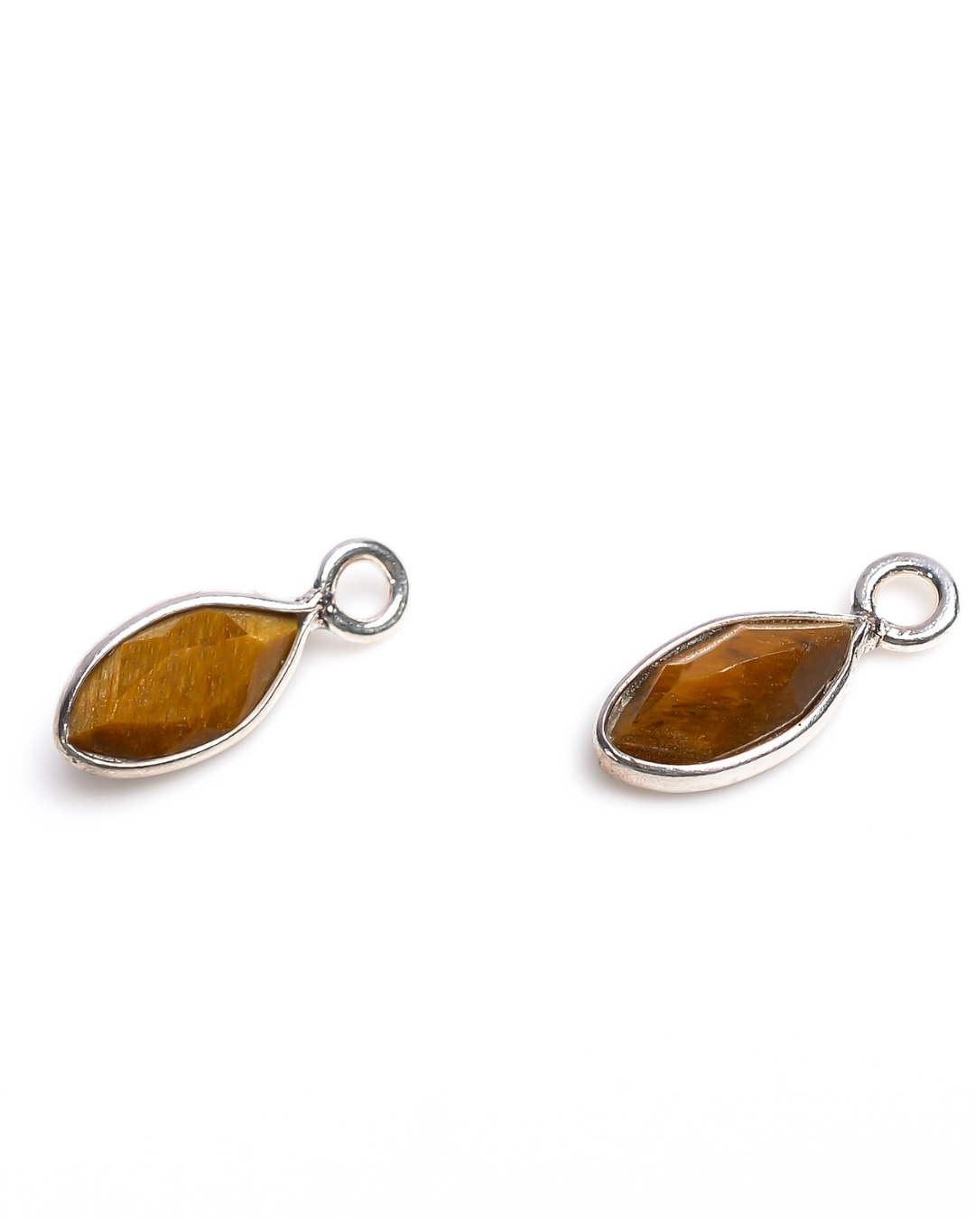 4x 8 MM TIGER EYE BEZEL CONNECTOR