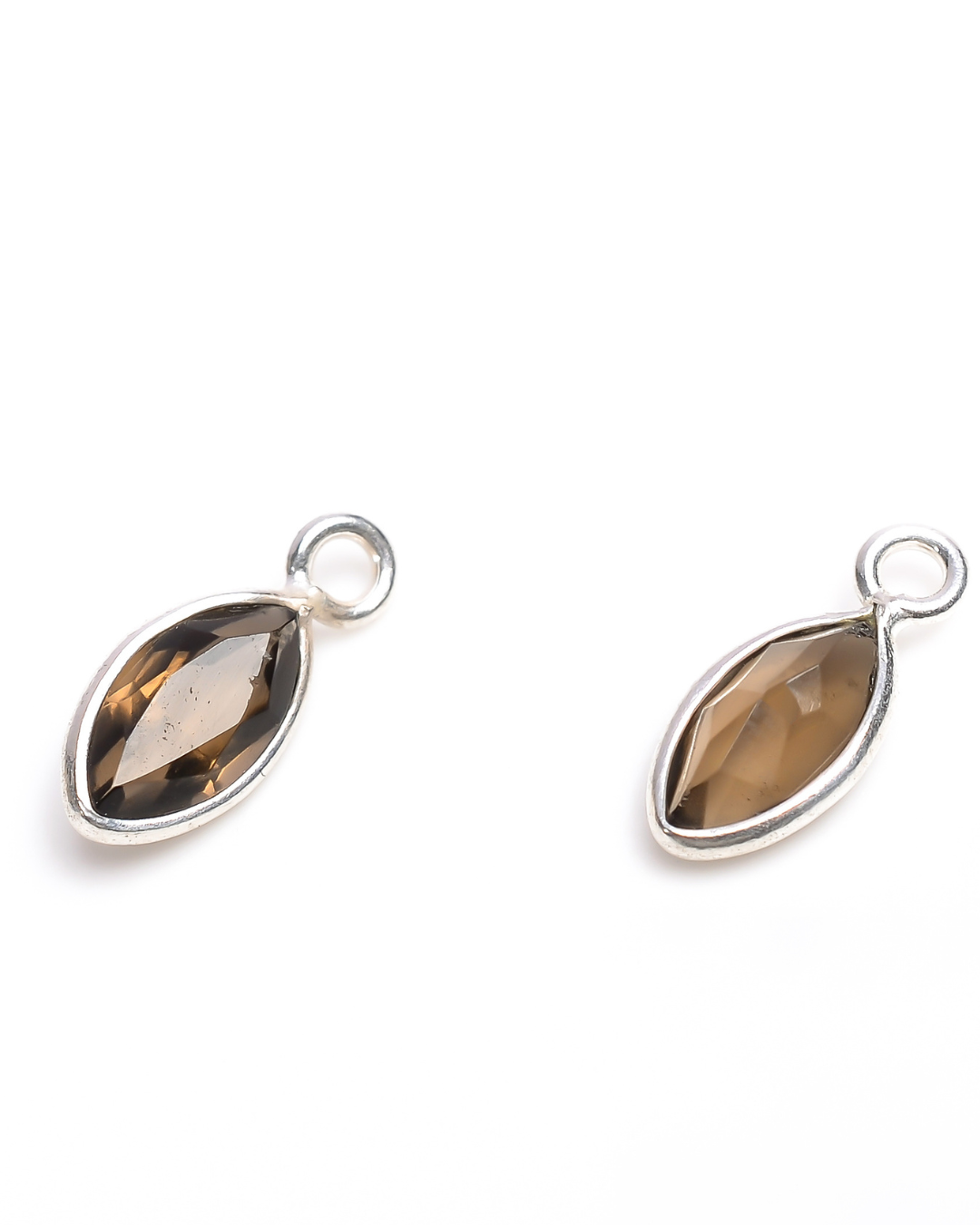 4x 8 MM SMOKEY QUARTZ BEZEL CONNECTOR