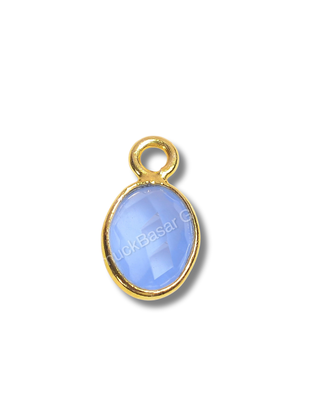 5 x 7 MM BLUE CHALCEDONY BEZEL CONNECTOR