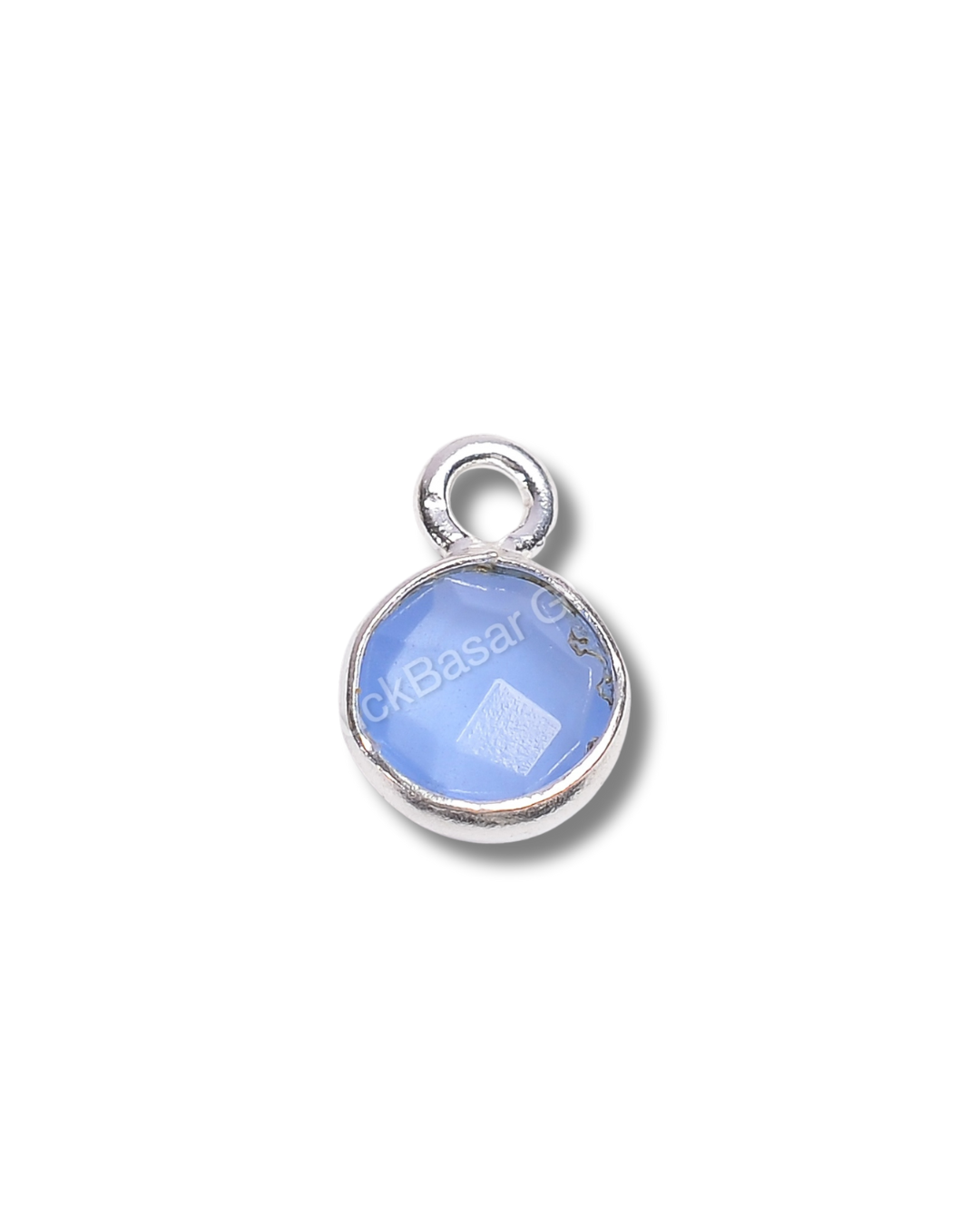 6 MM BLUE CHALCEDONY BEZEL CONNECTOR
