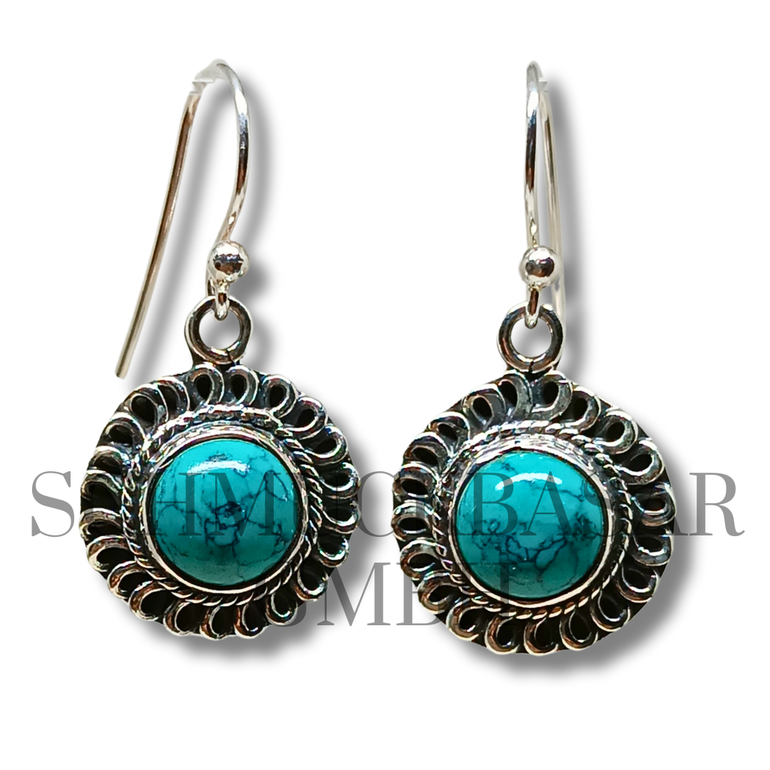 SILVER TURQUOISE STONE EARRINGS