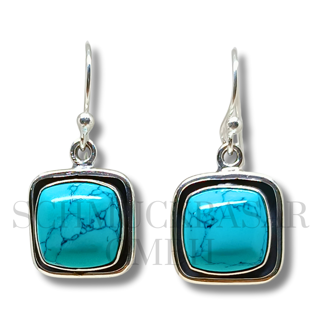 SILVER TURQUOISE STONE EARRINGS