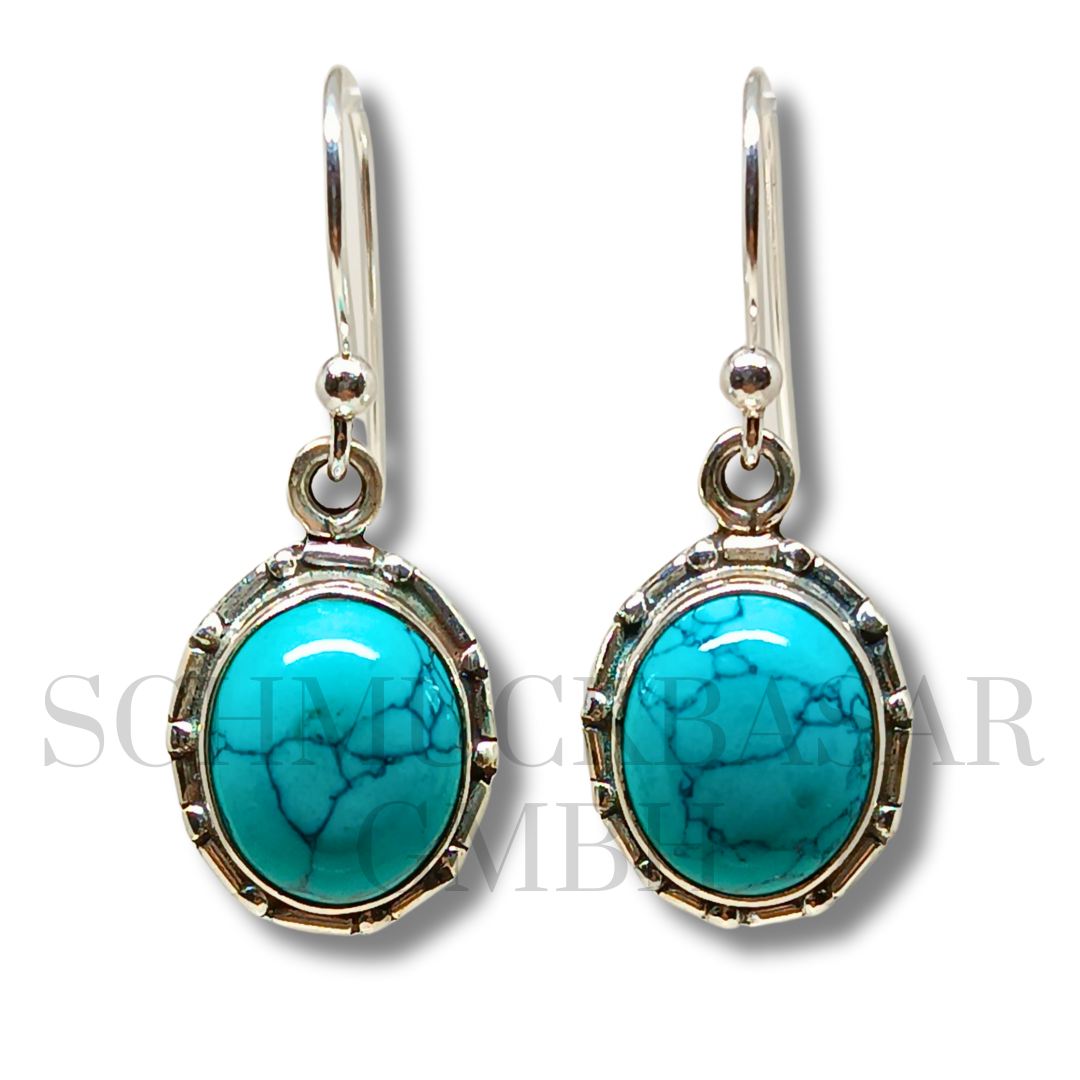 SILVER TURQUOISE STONE EARRINGS