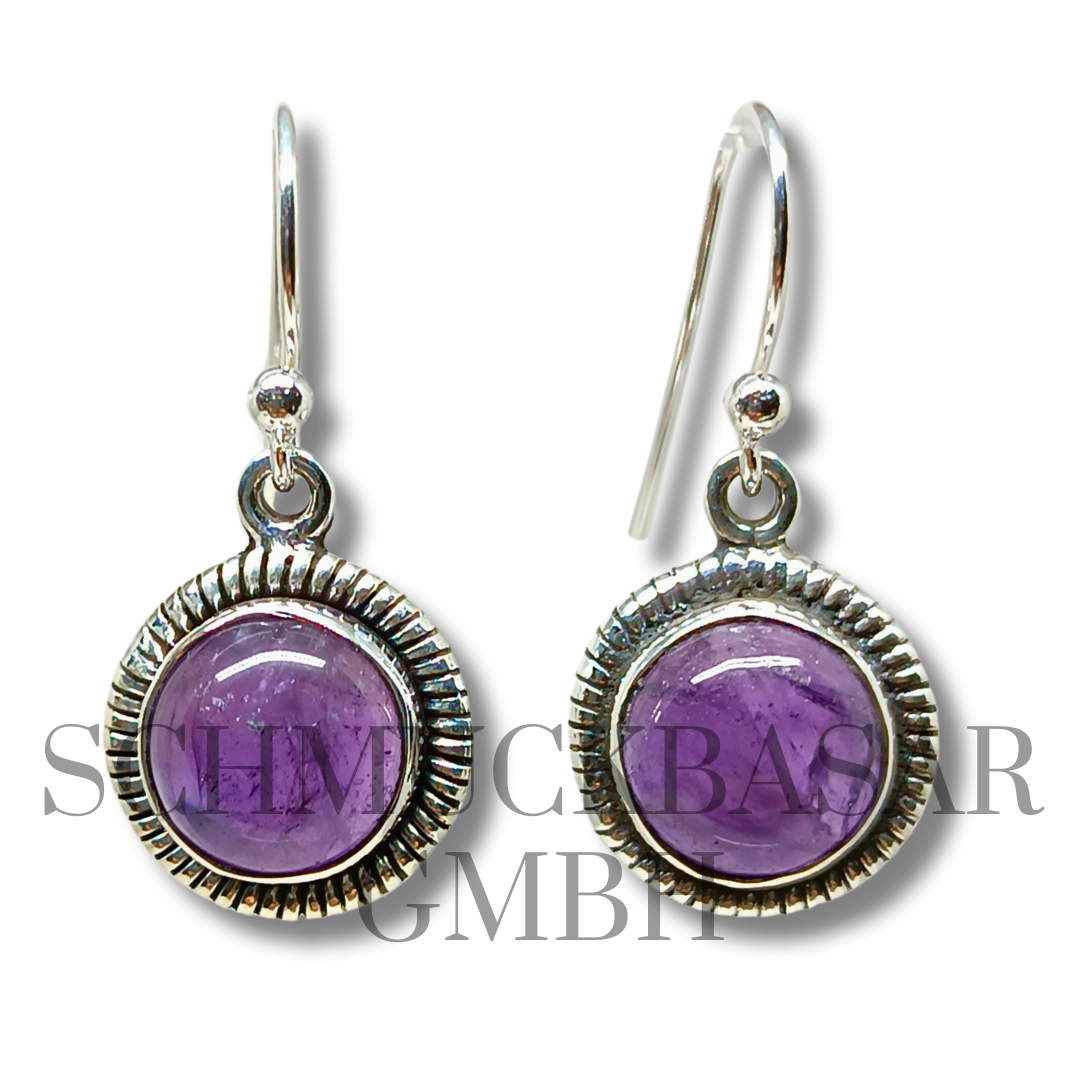 SILVER AMETHYST STONE EARRINGS