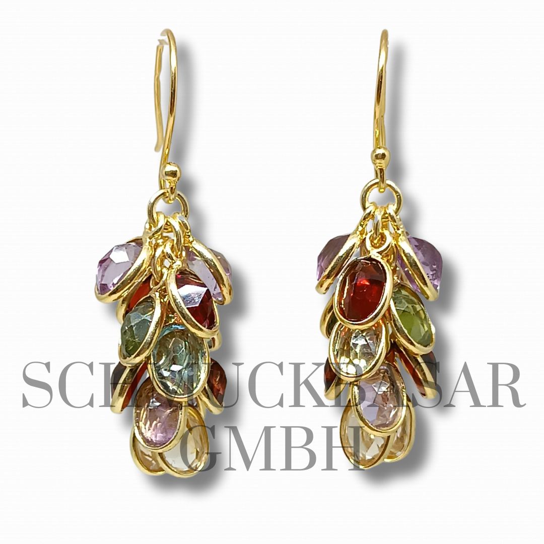 GOLD PLATED MULTI STONE EARRINGS
