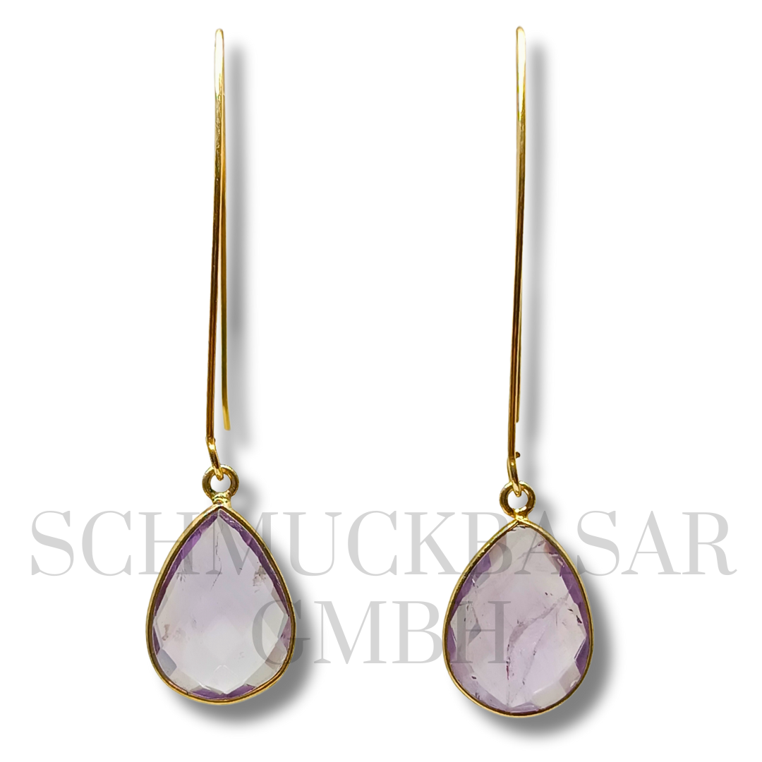 GOLD PLATED AMETHYST STONE EARRINGS
