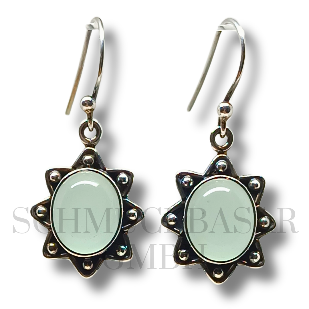 SILVER AMAZONITE STONE EARRINGS