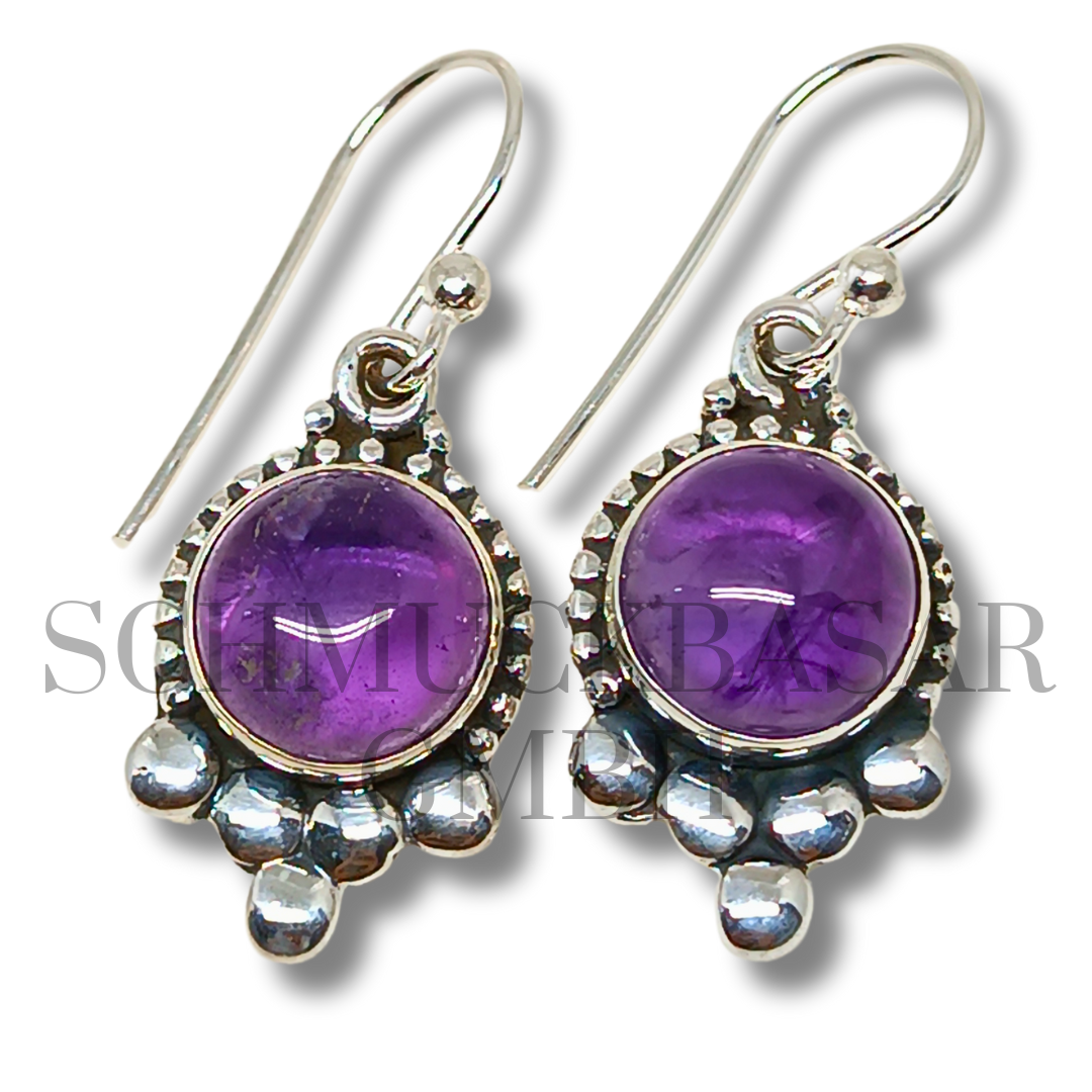 SILVER AMETHYST STONE EARRINGS