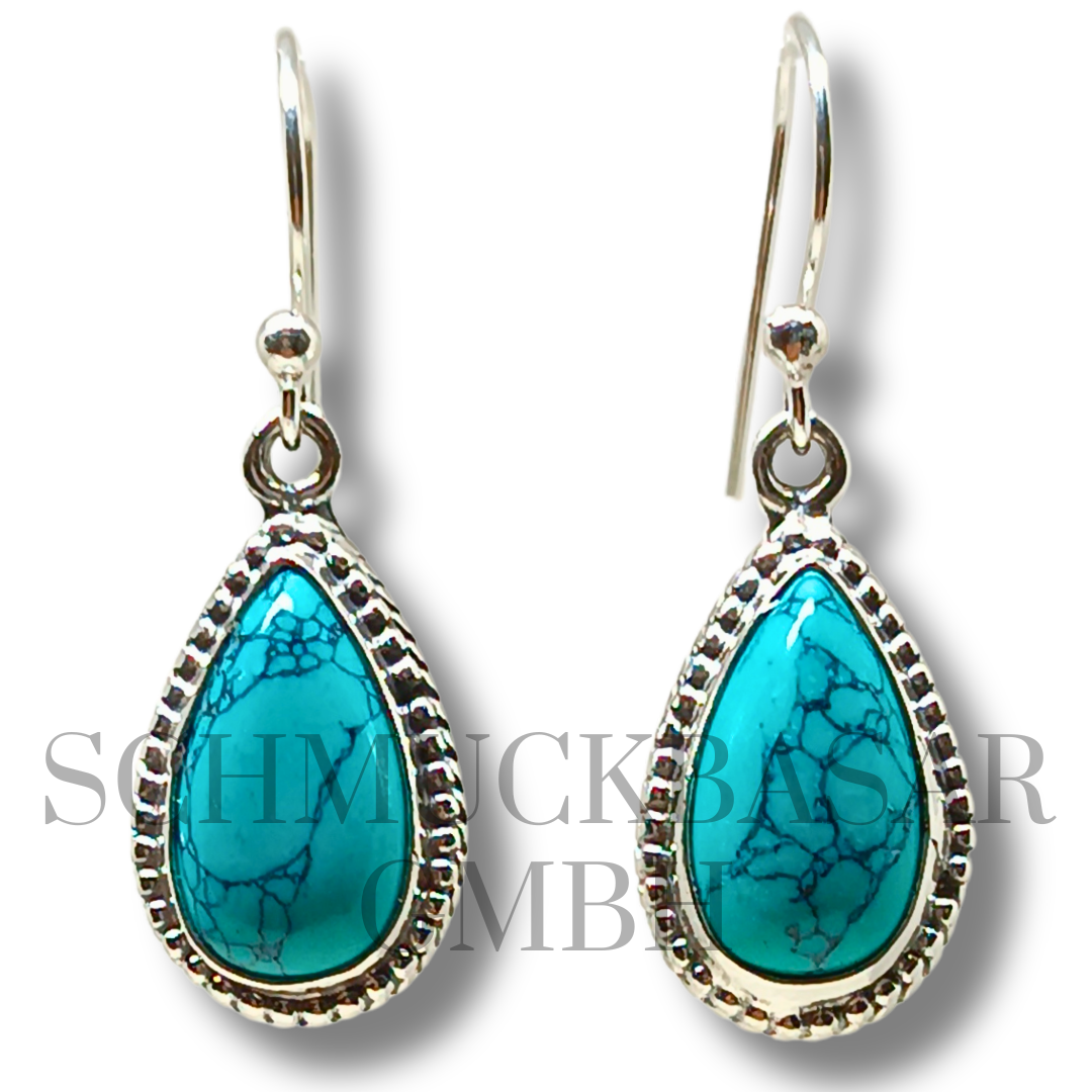 SILVER TURQUOISE STONE EARRINGS