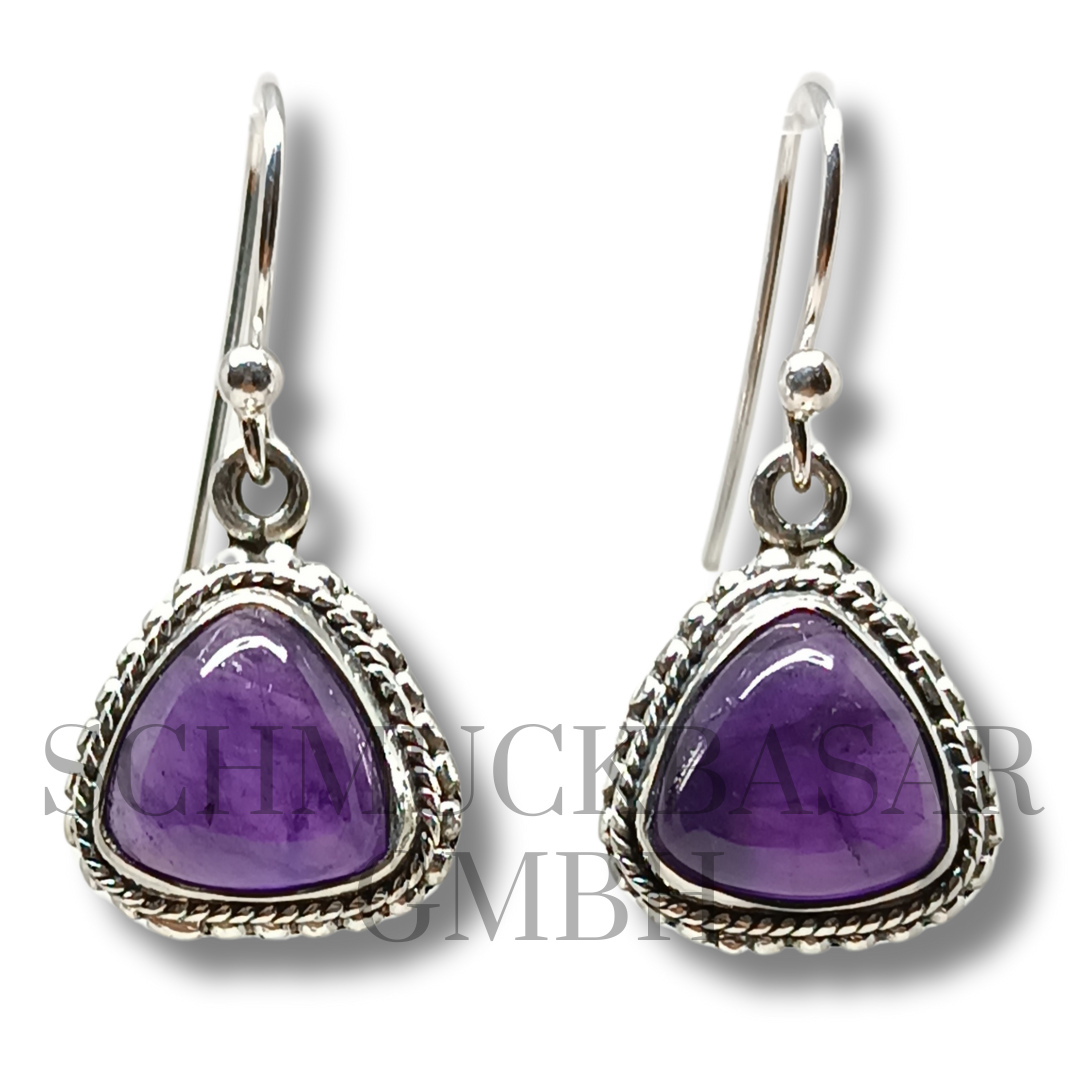SILVER AMETHYST STONE EARRINGS