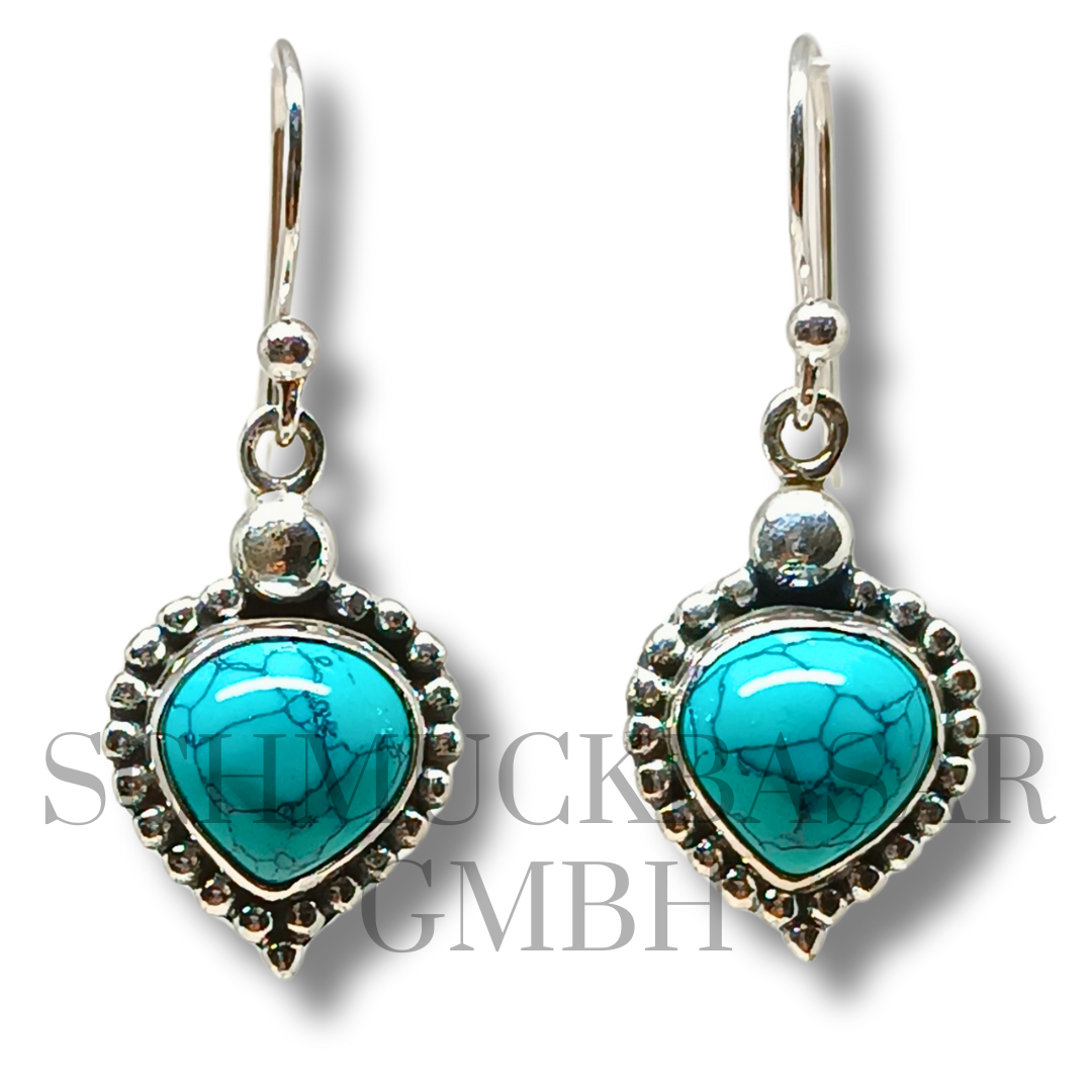 SILVER TURQUOISE STONE EARRINGS