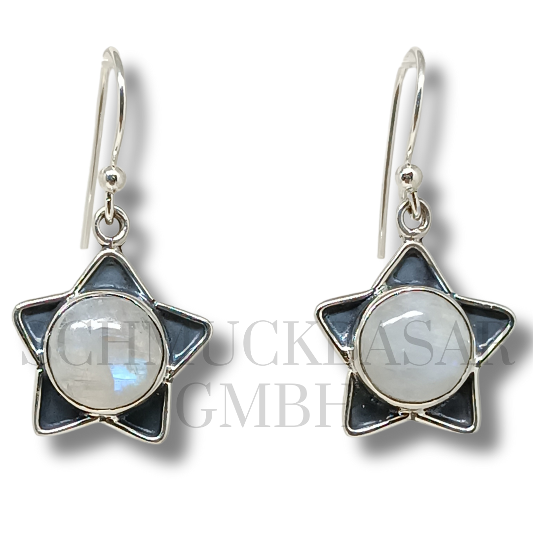 SILVER R.MOONSTONE STONE EARRINGS