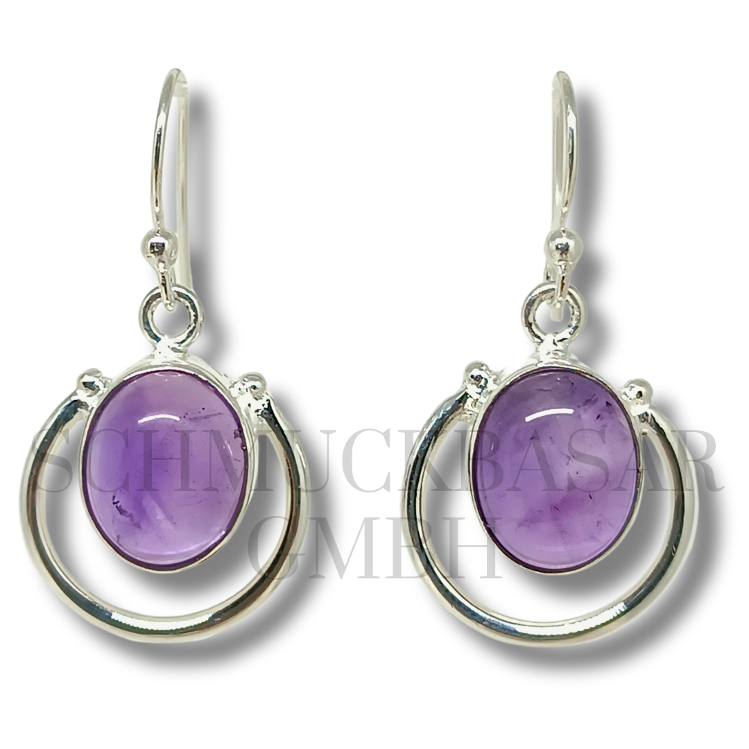 SILVER AMETHYST STONE EARRINGS
