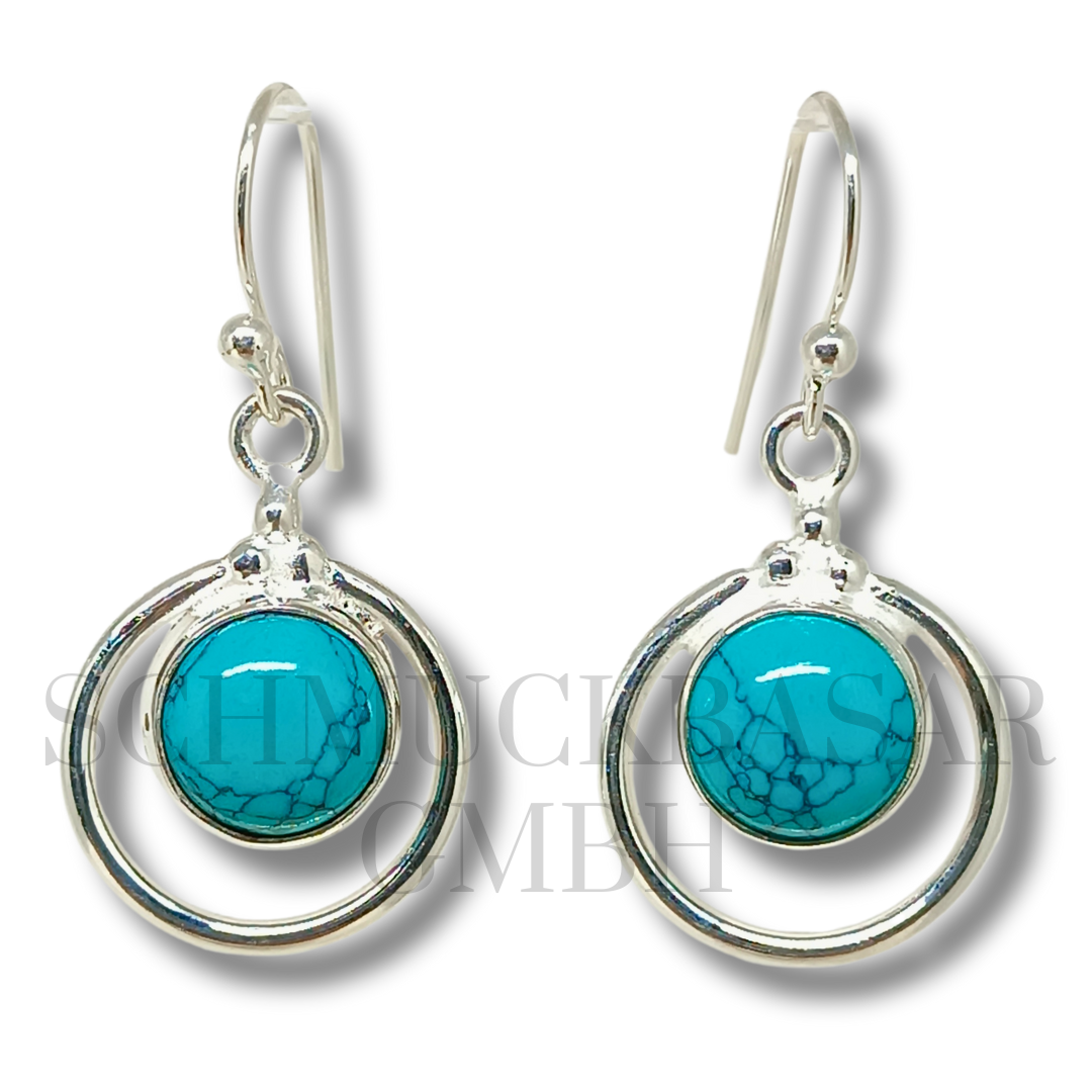 SILVER TURQUOISE STONE EARRINGS