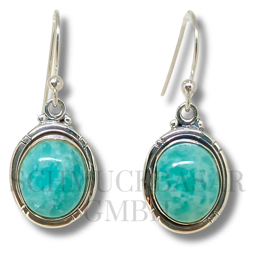 SILVER AMAZONITE STONE EARRINGS