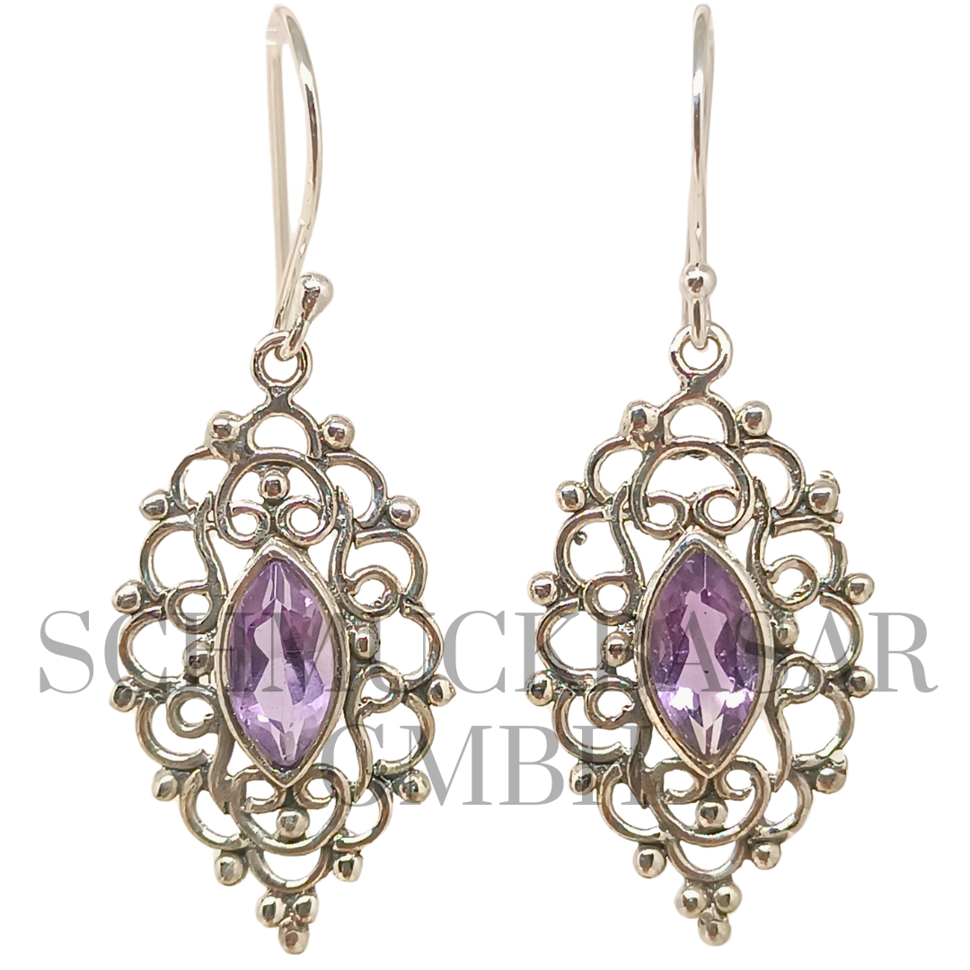 SILVER AMETHYST STONE EARRINGS