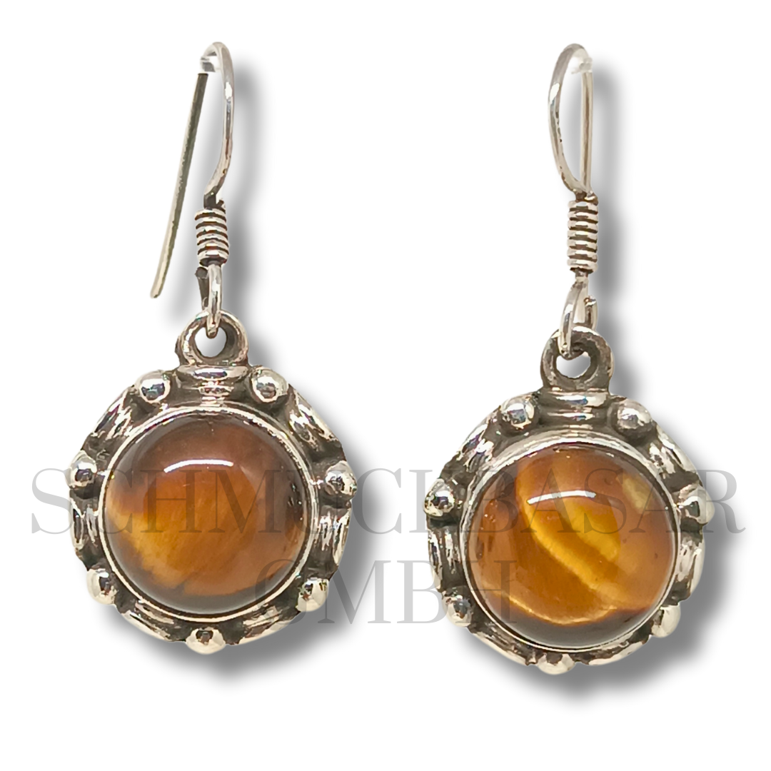SILVER TIGER EYE STONE EARRINGS