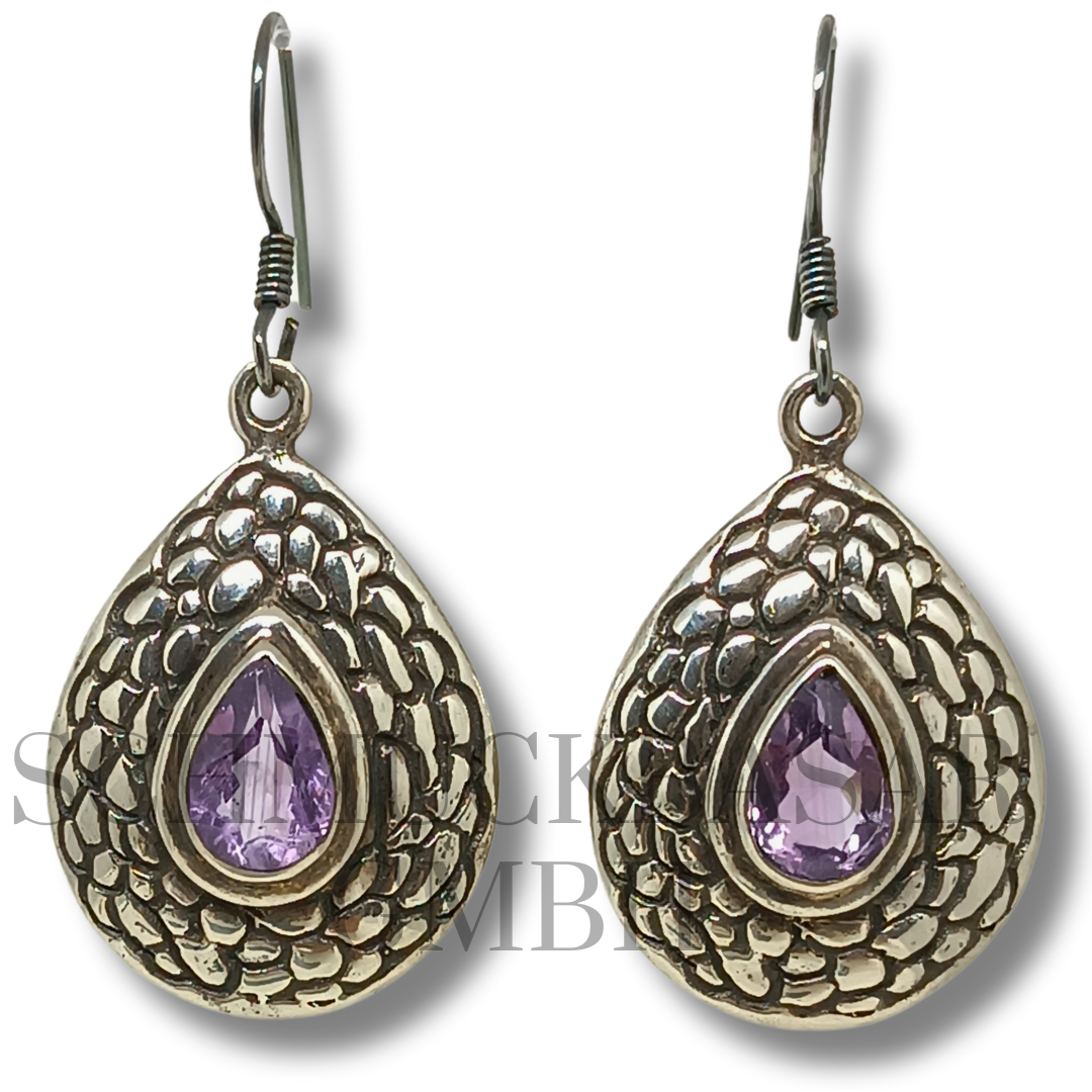 SILVER AMETHYST STONE EARRINGS