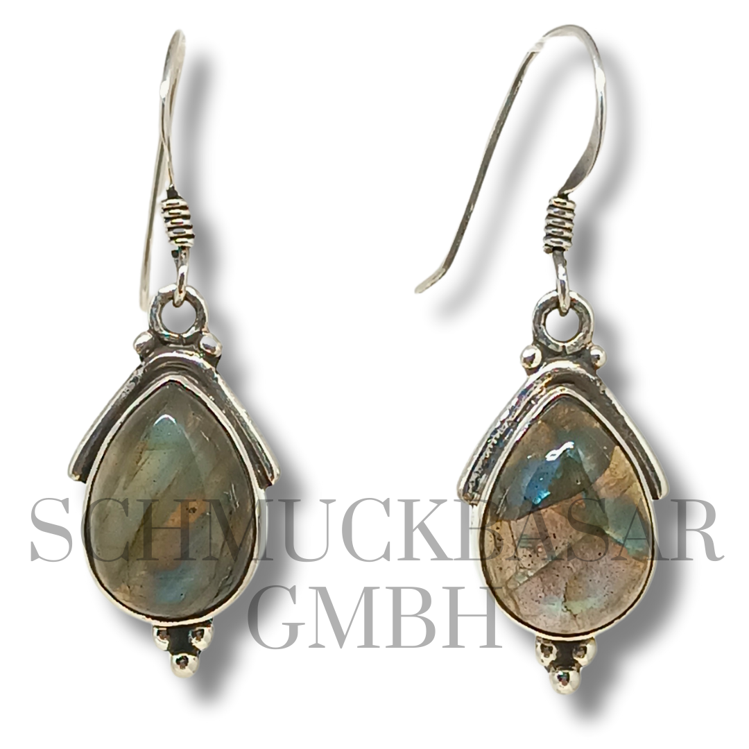 SILVER LABRADORITE STONE EARRINGS