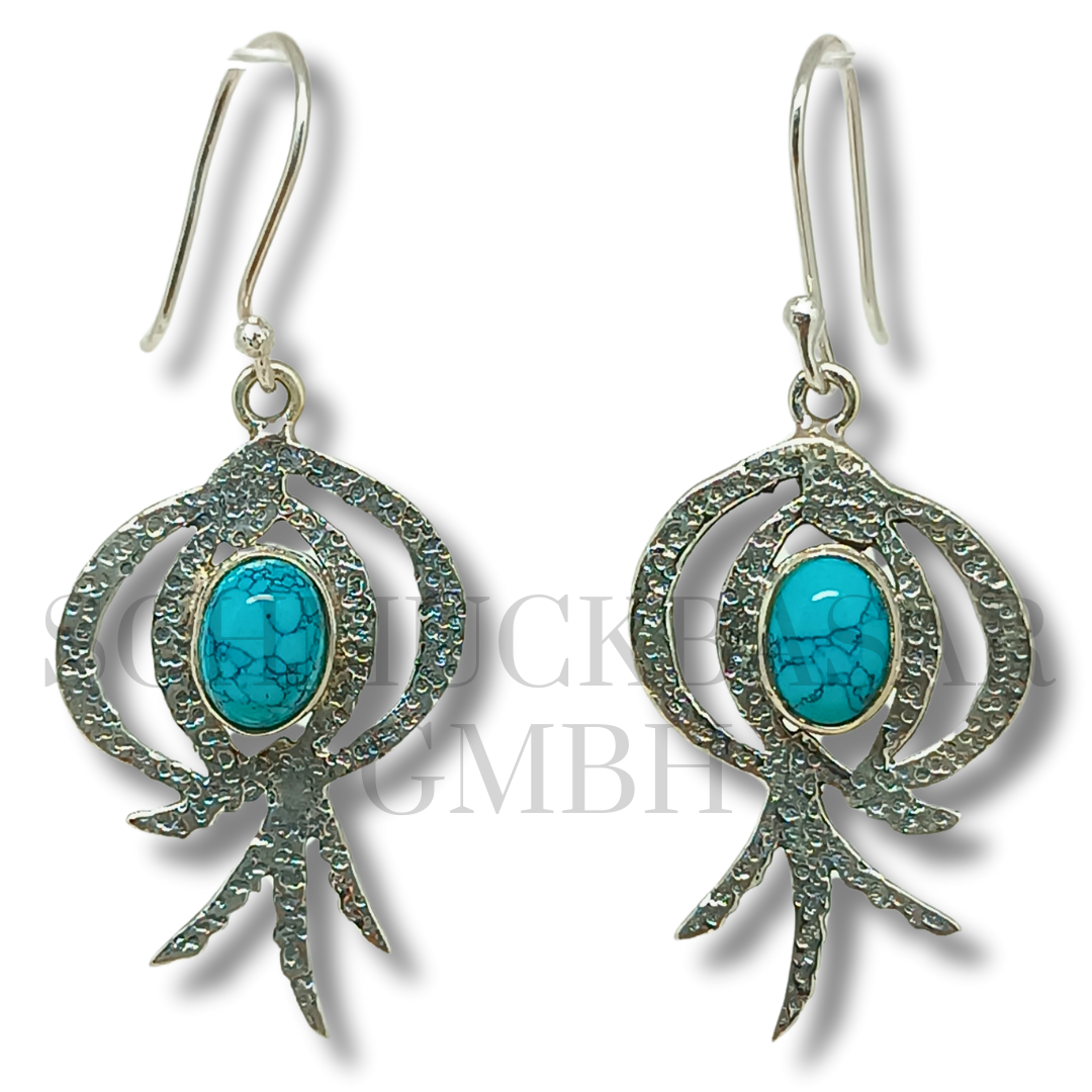 SILVER TURQUOISE STONE EARRINGS