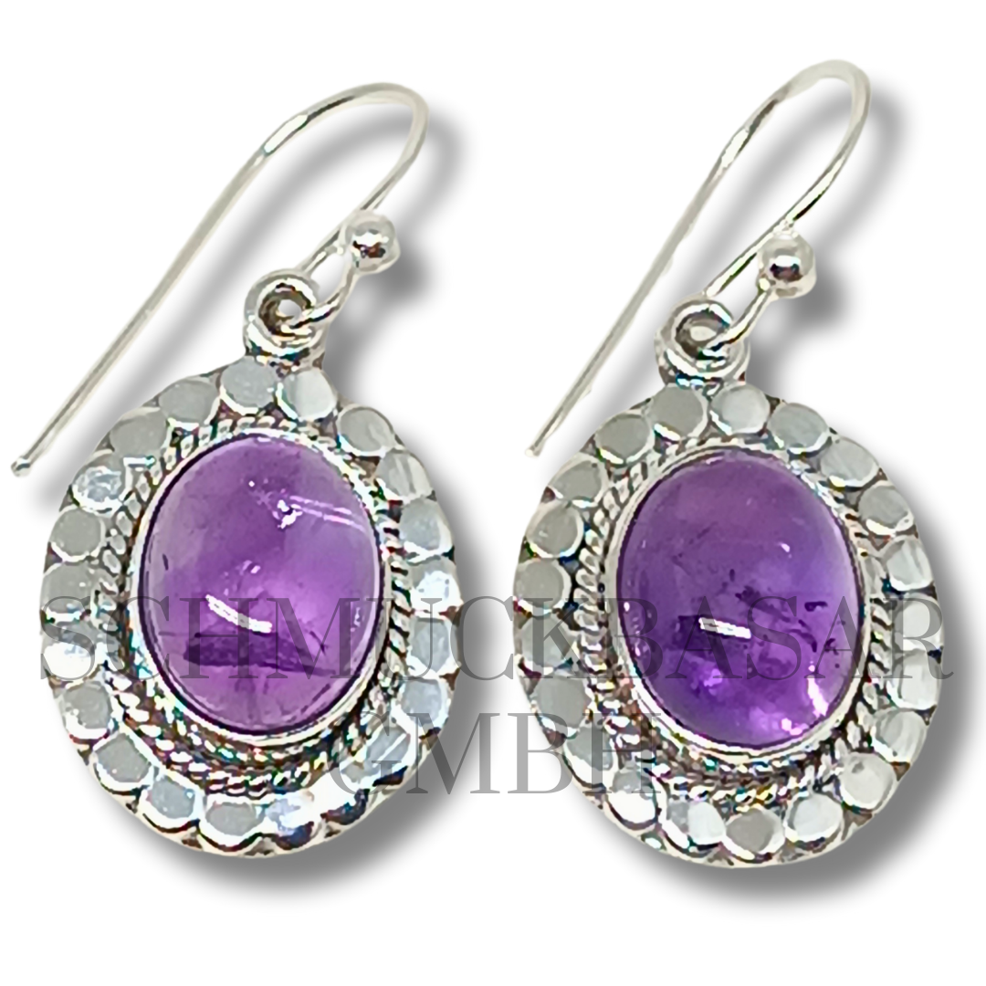 SILVER AMETHYST STONE EARRINGS