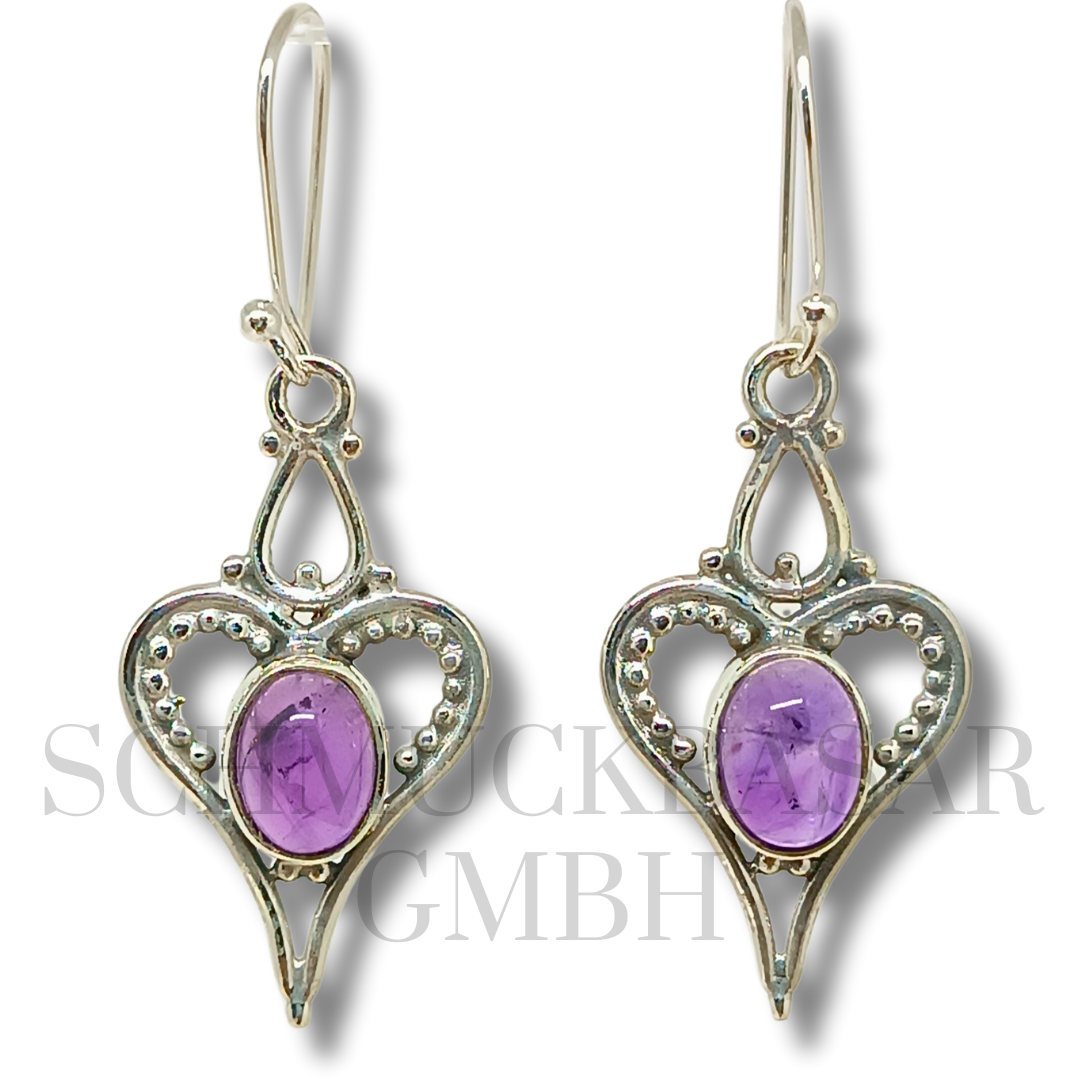 SILVER AMETHYST STONE EARRINGS