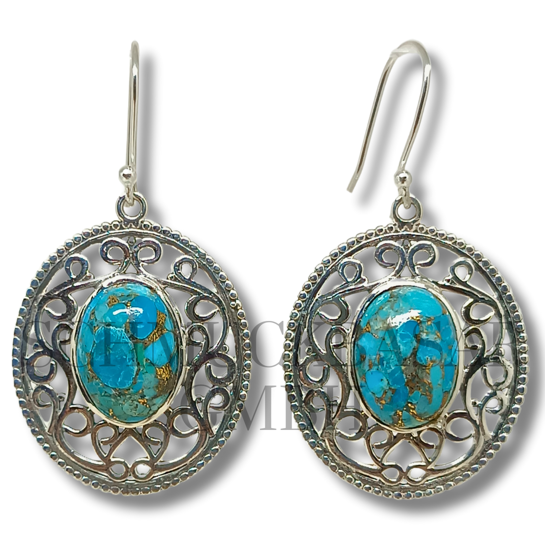 SILVER TURQUOISE STONE EARRINGS