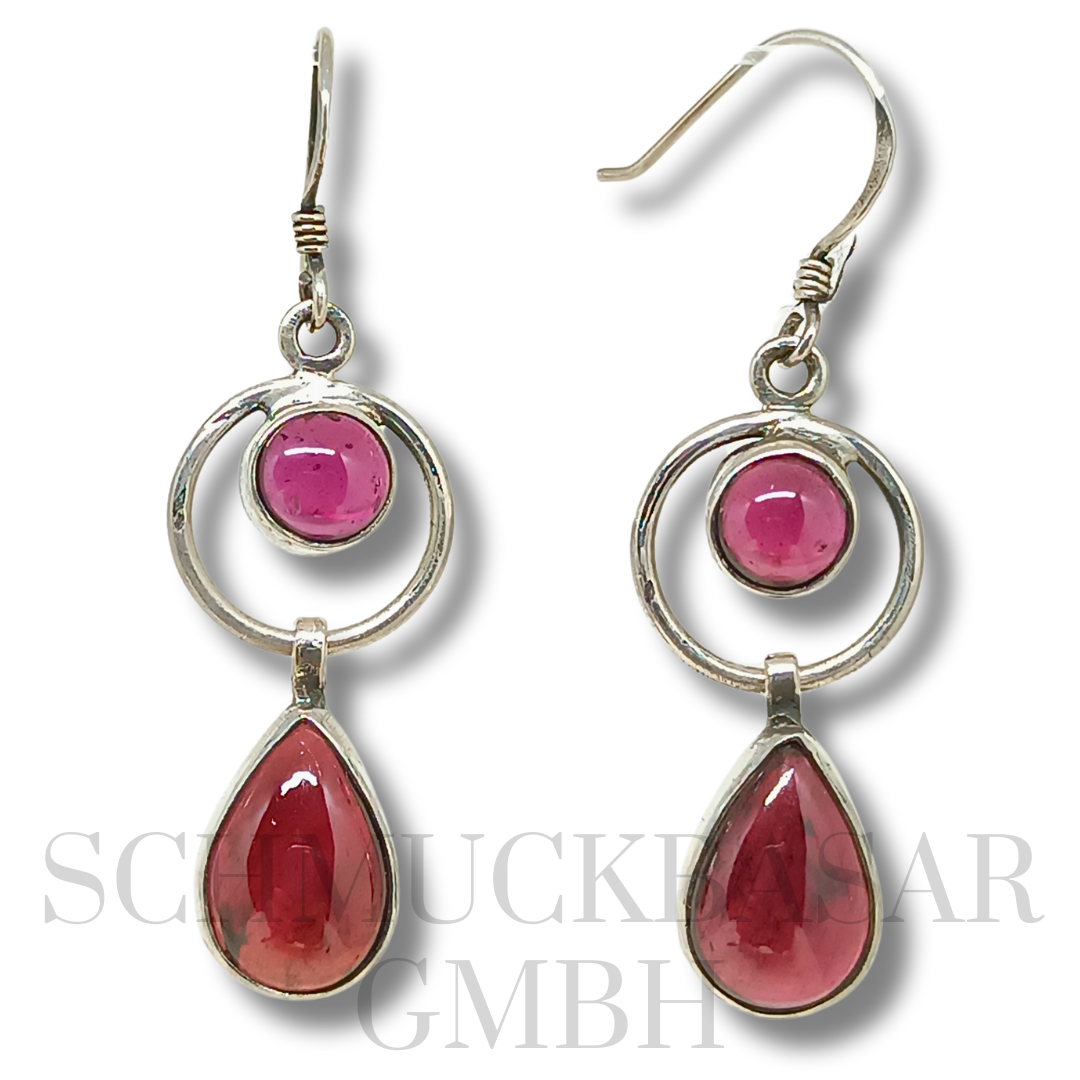 SILVER AMETHYST GARNET STONE EARRINGS