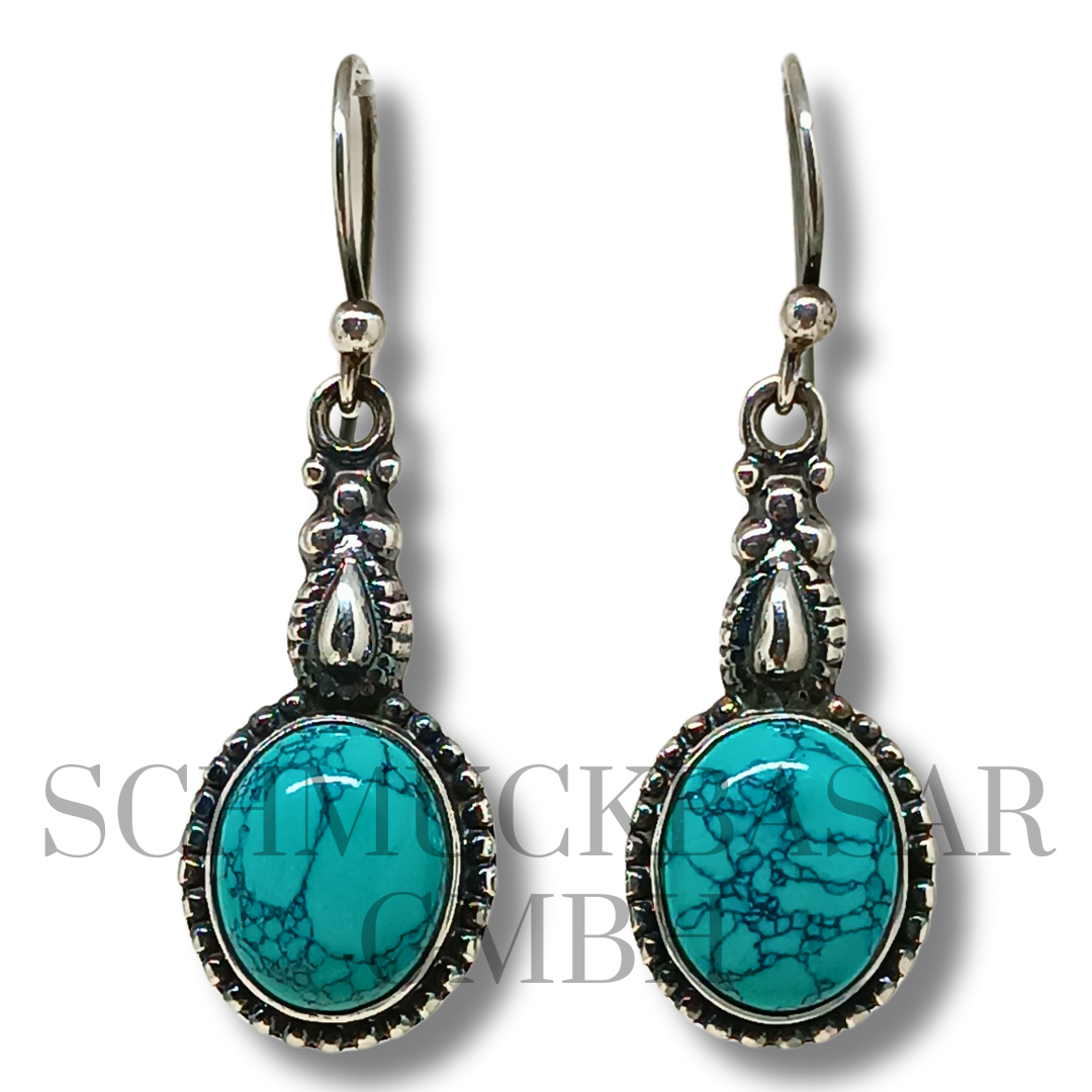 SILVER TURQUOISE STONE EARRINGS