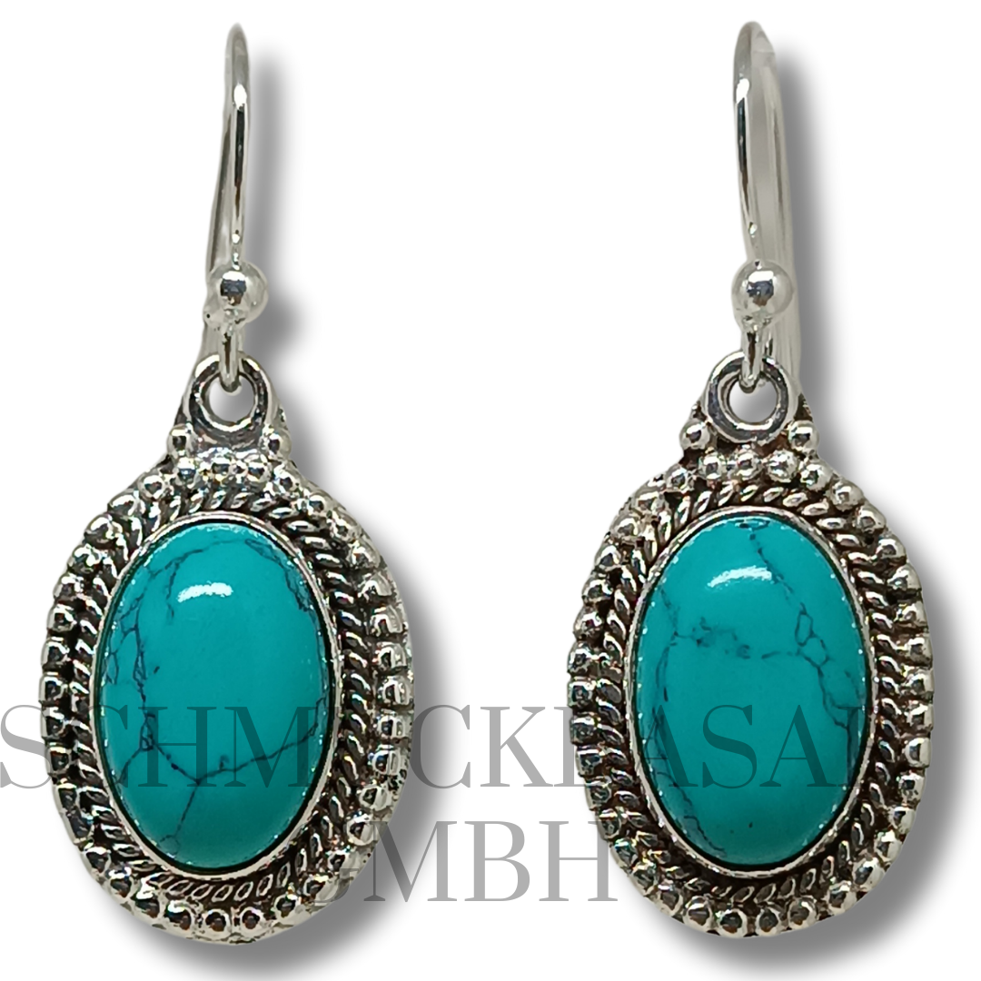 SILVER TURQUOISE STONE EARRINGS