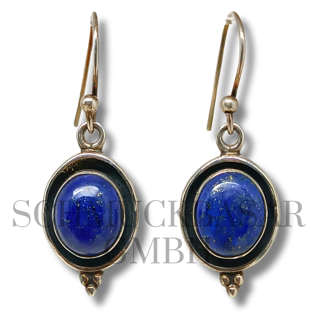 SILVER LAPIS LAZULI STONE EARRINGS
