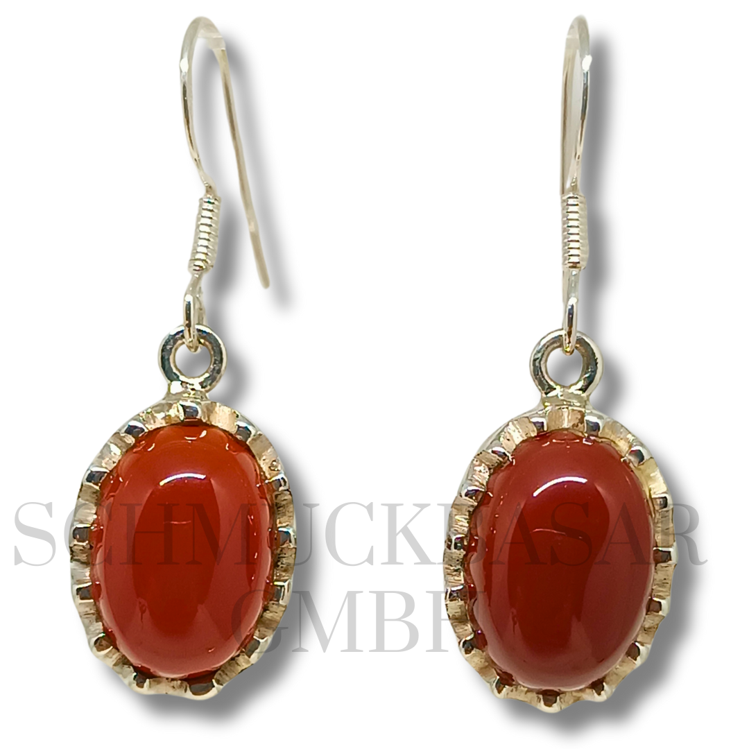 SILVER CARNELIAN STONE EARRINGS