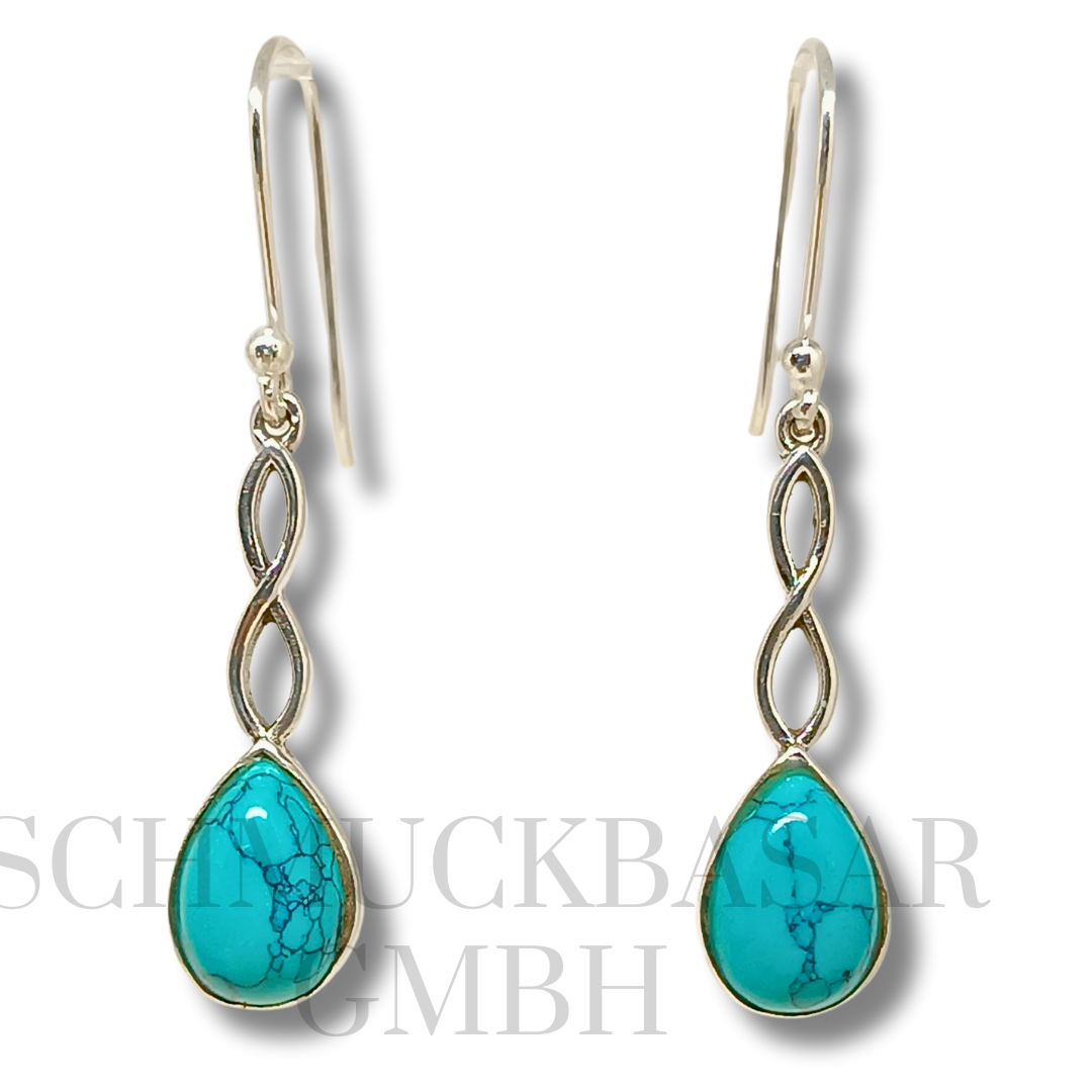 SILVER TURQUOISE STONE EARRINGS