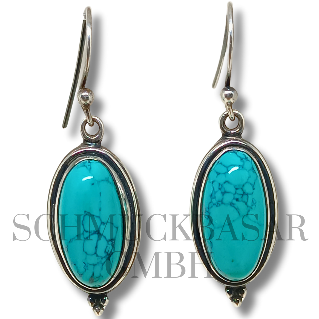 SILVER TURQUOISE STONE EARRINGS