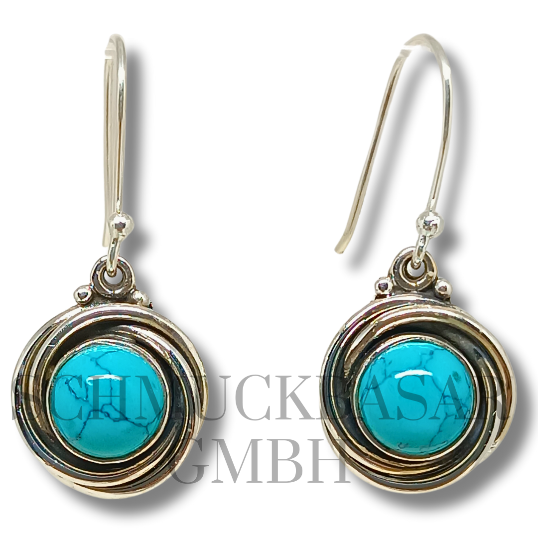 SILVER TURQUOISE STONE EARRINGS