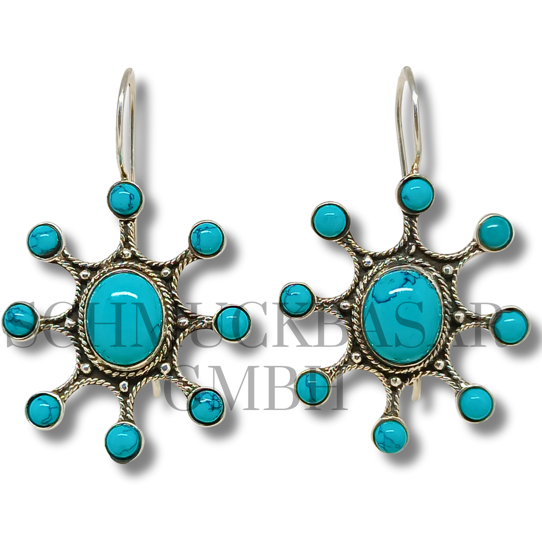 SILVER TURQUOISE STONE EARRINGS