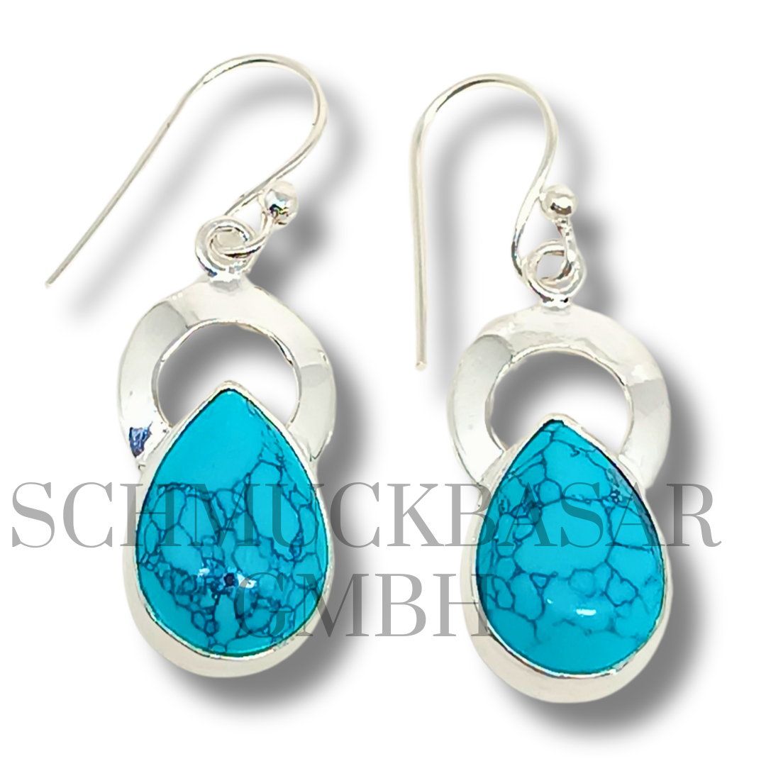 SILVER TURQUOISE STONE EARRINGS