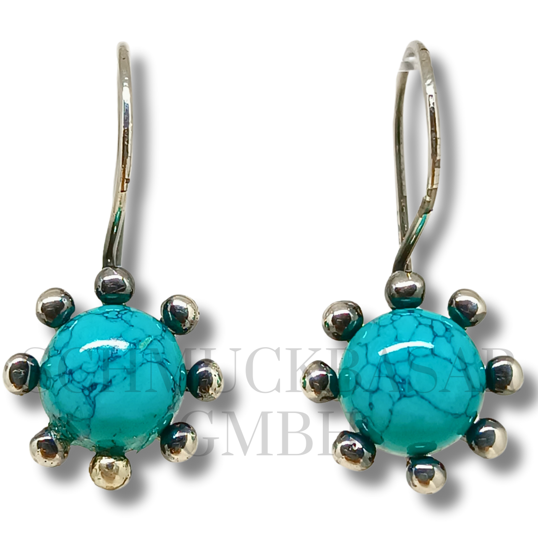SILVER TURQUOISE STONE EARRINGS