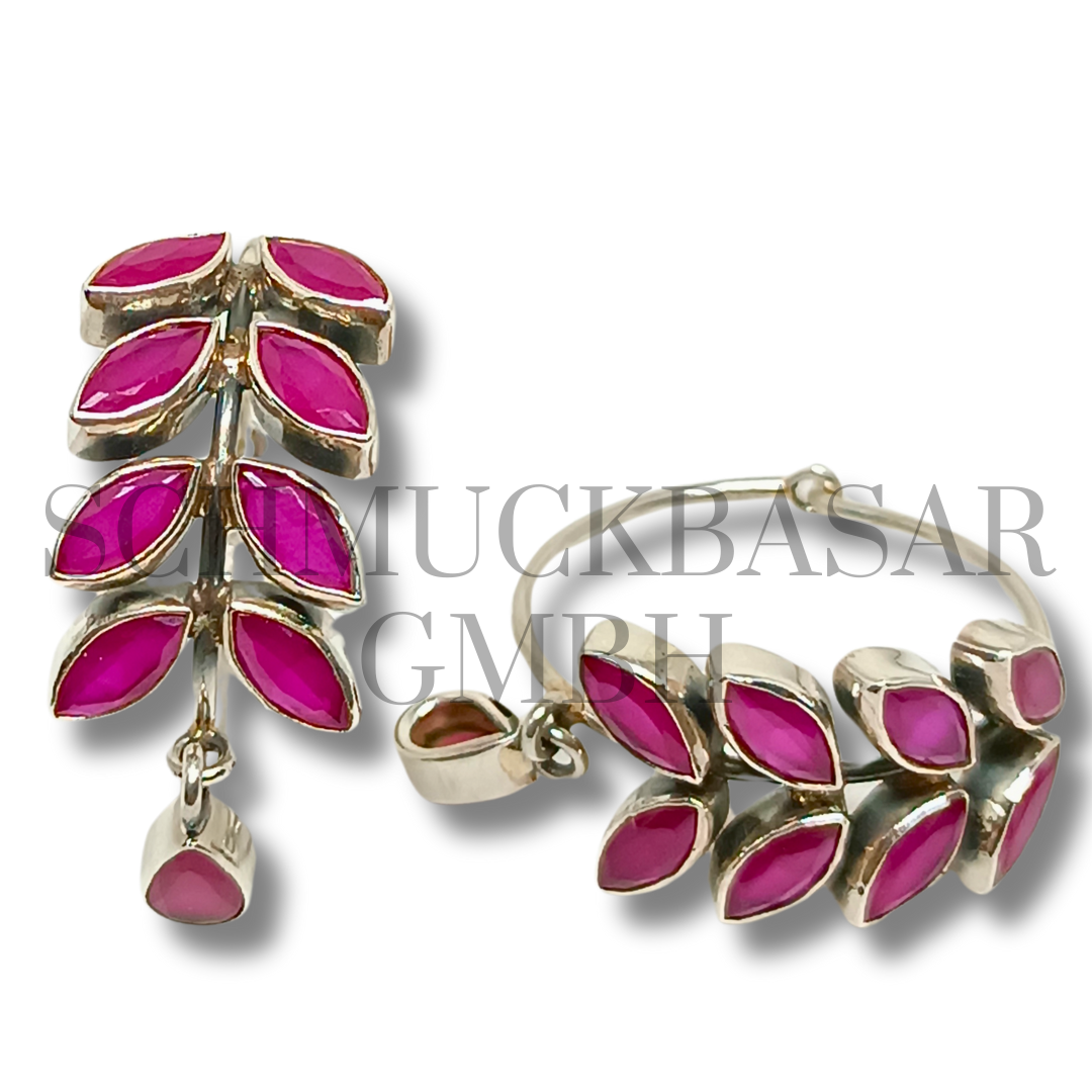 SILVER RUBY STONE EARRINGS