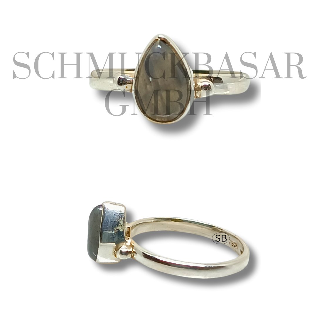 SILVER LABRADORITE STONE RINGS
