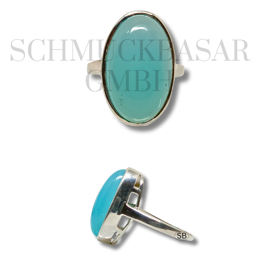 SILVER AQUA CHALCEDONY STONE RINGS