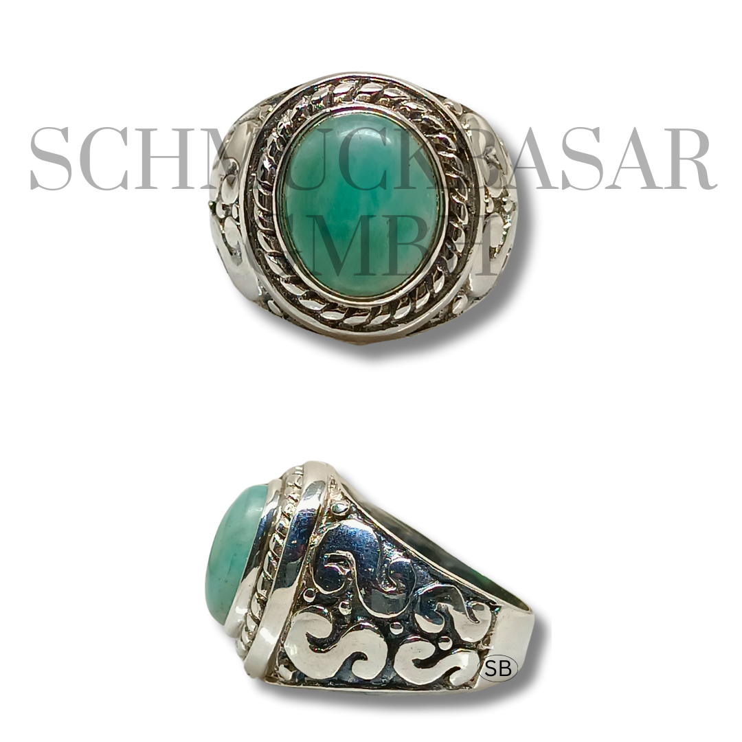 SILVER AMAZONITE STONE RINGS
