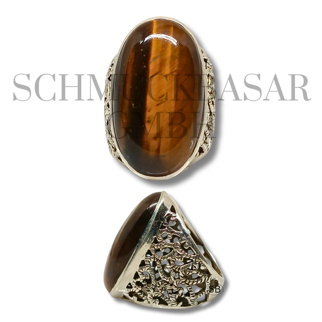 SILVER TIGER EYE STONE RINGS
