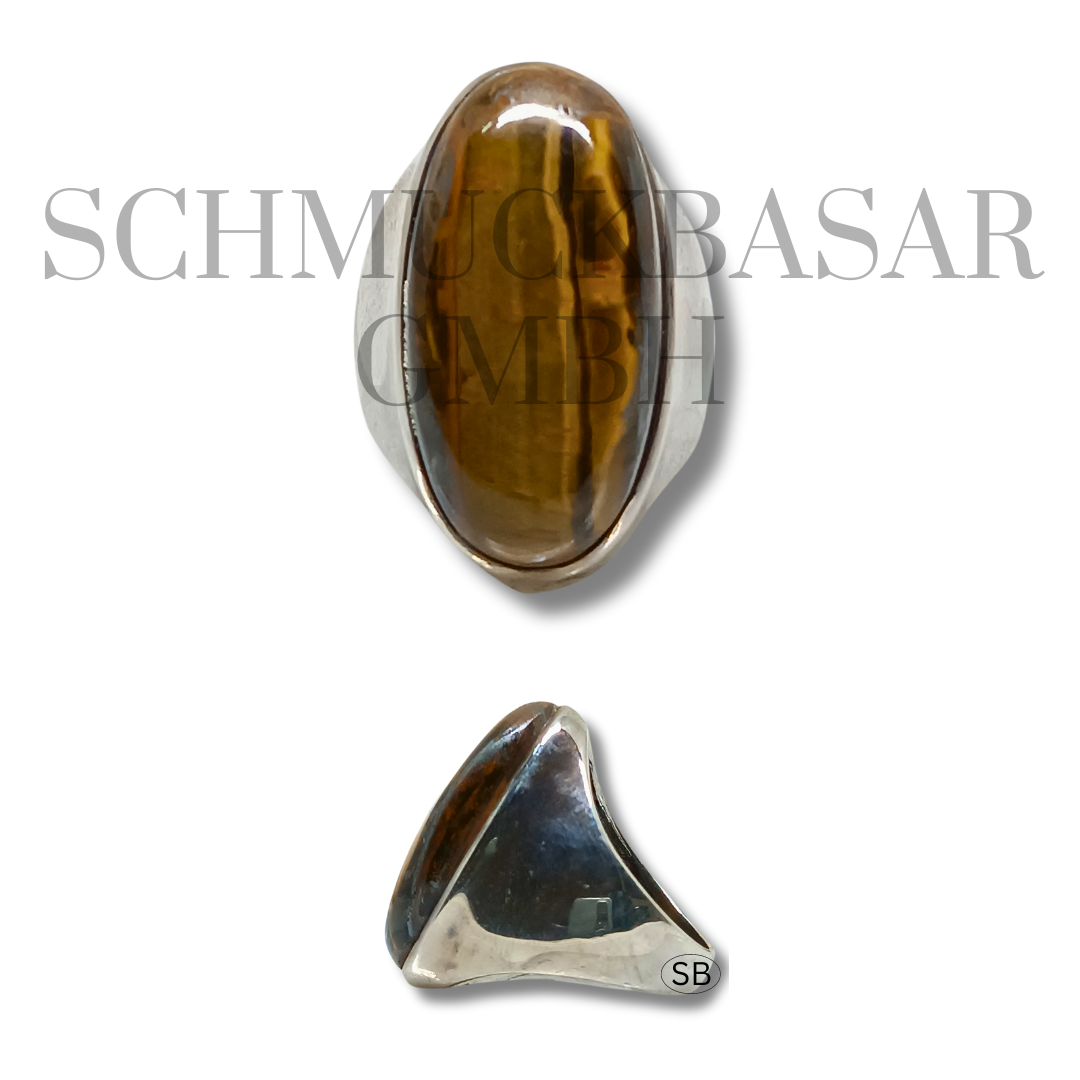 SILVER TIGER EYE STONE RINGS