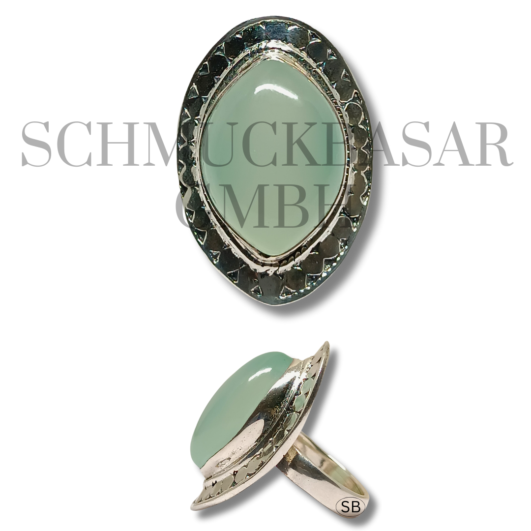 SILVER AQUA CHALCEDONY STONE RINGS