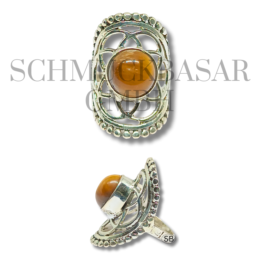 SILVER TIGER EYE STONE RINGS