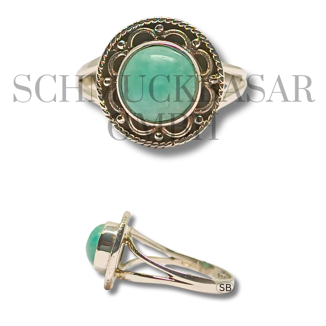 SILVER AMAZONITE STONE RINGS