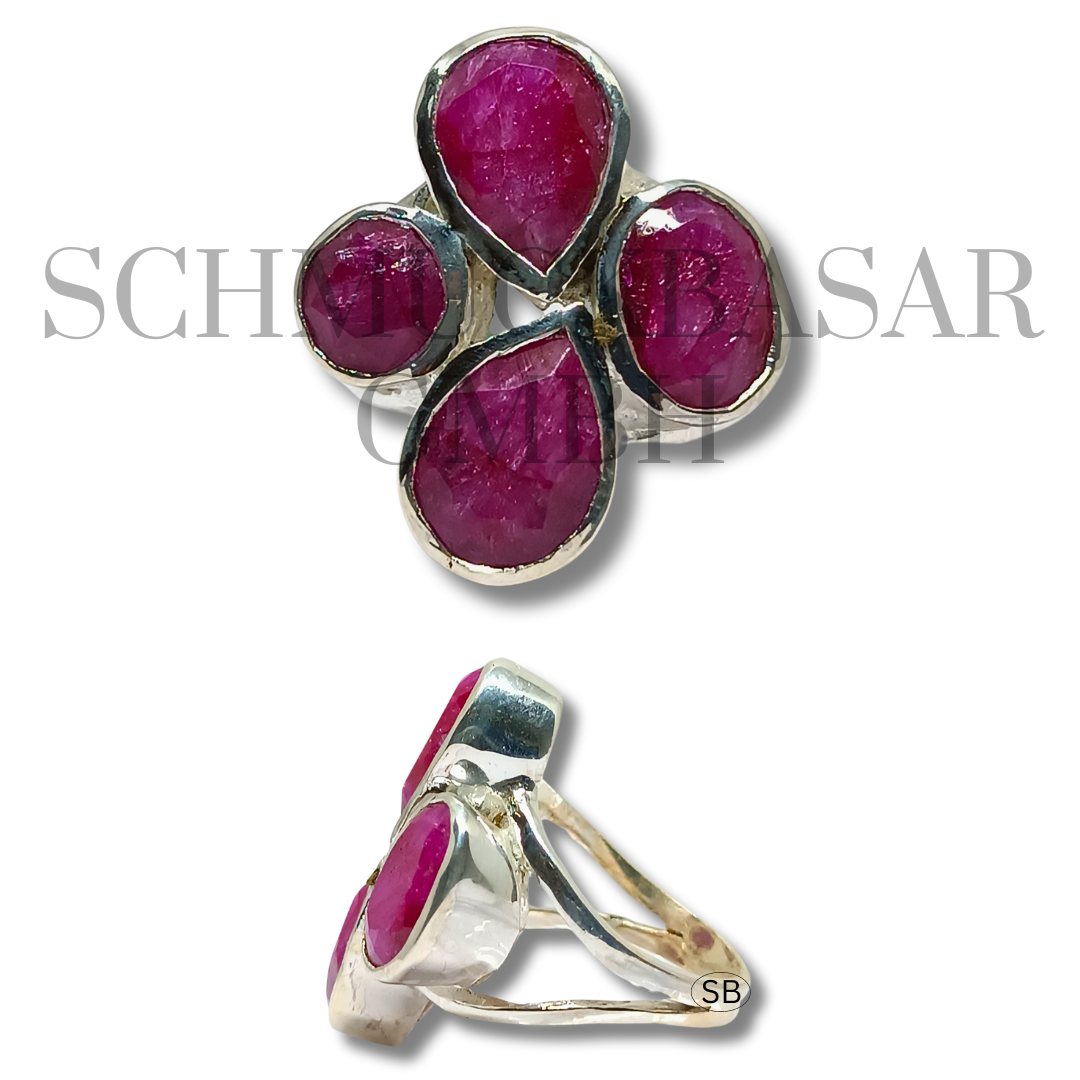 SILVER RUBY STONE RINGS